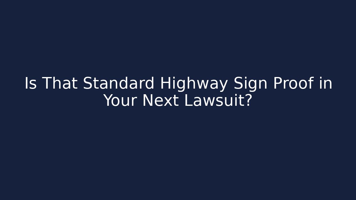 Is That Standard Highway Sign Proof in Your Next Lawsuit?