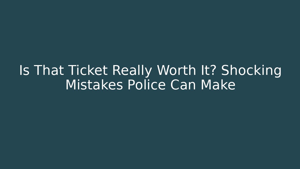 Is That Ticket Really Worth It? Shocking Mistakes Police Can Make