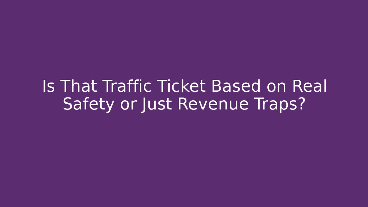 Is That Traffic Ticket Based on Real Safety or Just Revenue Traps?