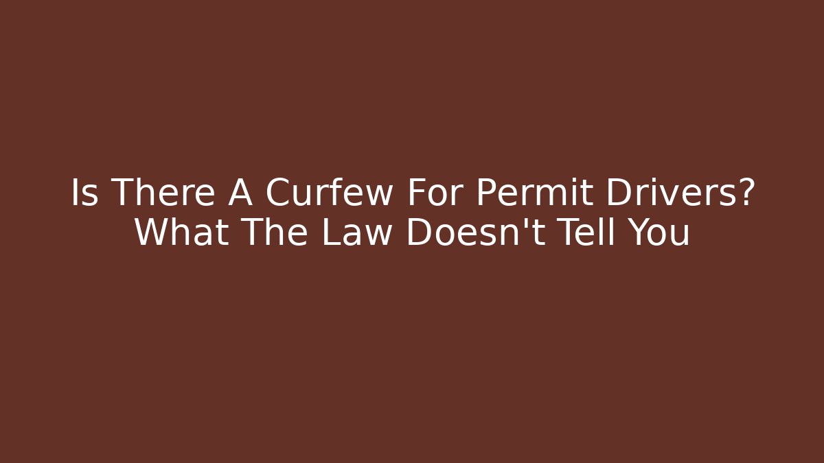 Is There A Curfew For Permit Drivers? What The Law Doesn't Tell You
