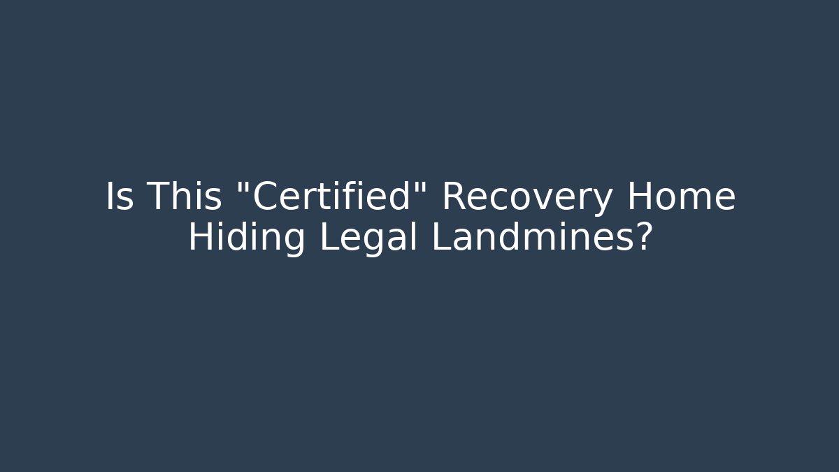 Is This "Certified" Recovery Home Hiding Legal Landmines?