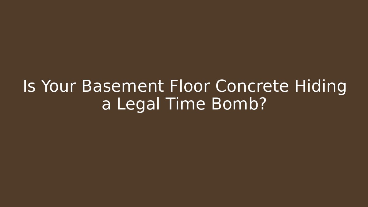 Is Your Basement Floor Concrete Hiding a Legal Time Bomb?