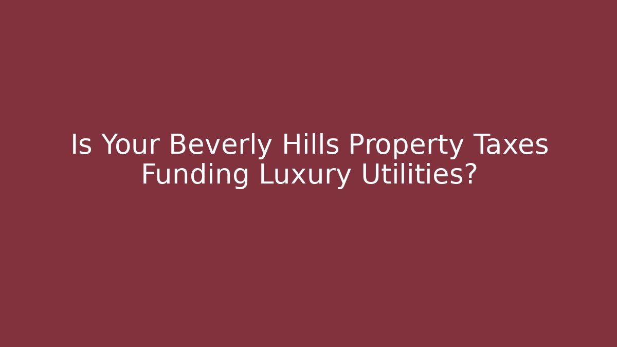 Is Your Beverly Hills Property Taxes Funding Luxury Utilities?