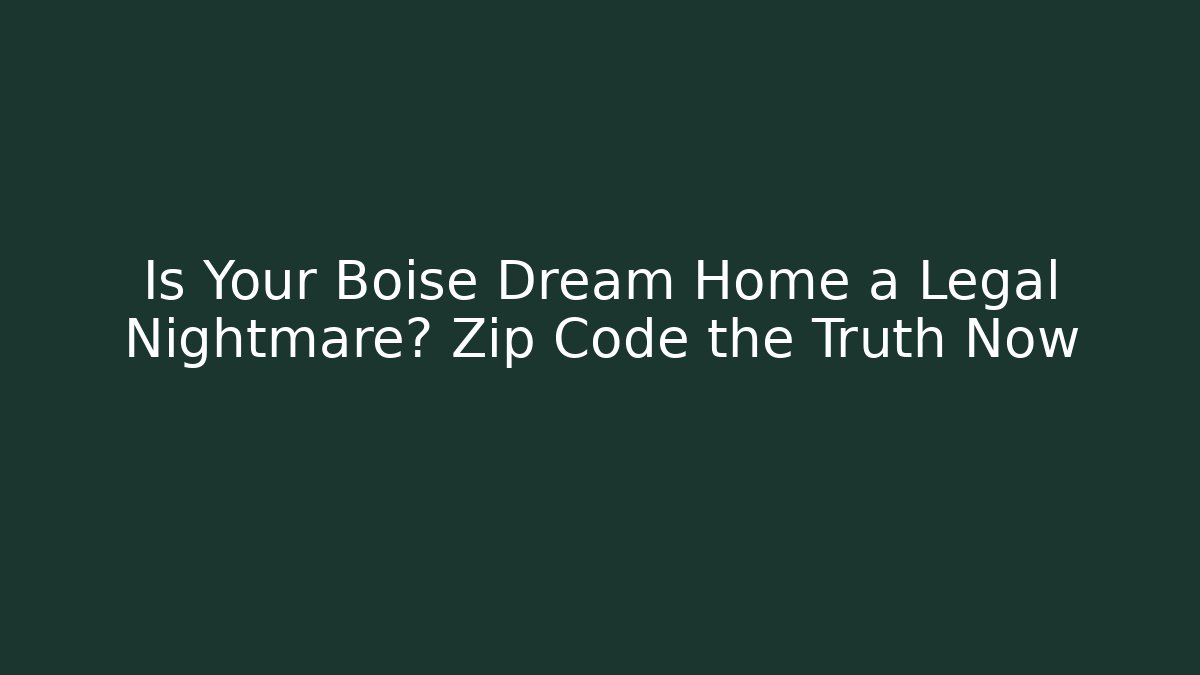 Is Your Boise Dream Home a Legal Nightmare? Zip Code the Truth Now