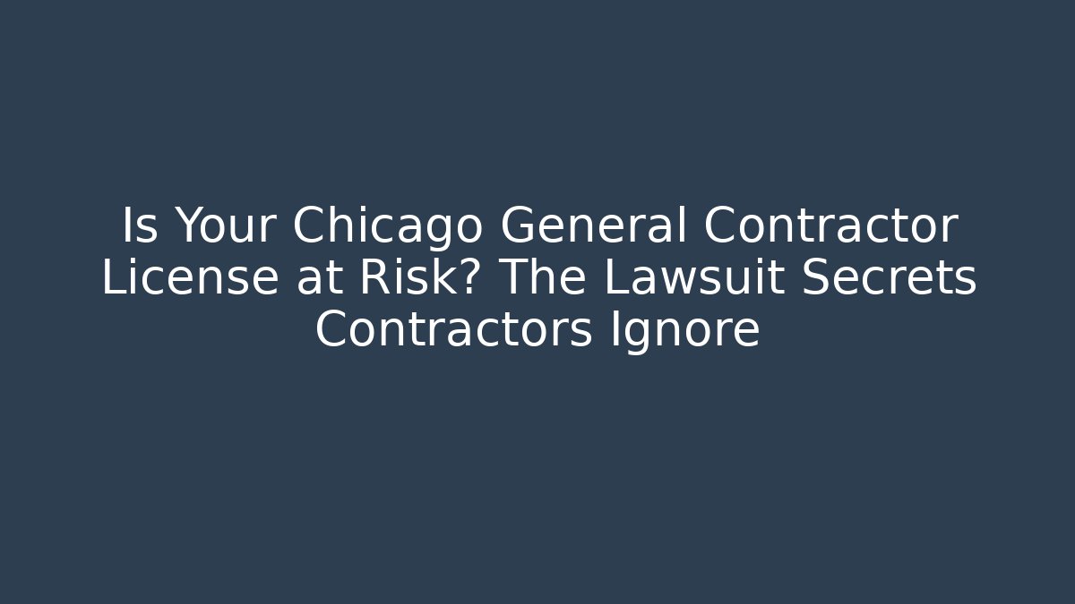Is Your Chicago General Contractor License at Risk? The Lawsuit Secrets Contractors Ignore