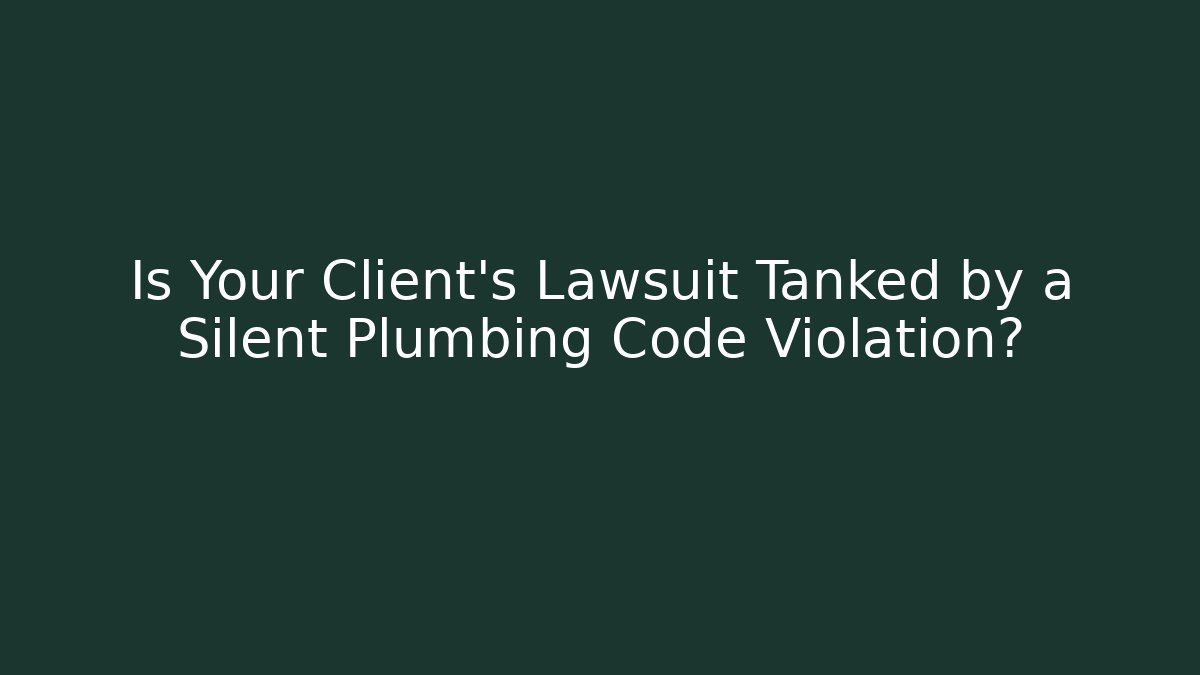 Is Your Client's Lawsuit Tanked by a Silent Plumbing Code Violation? - Magmic
