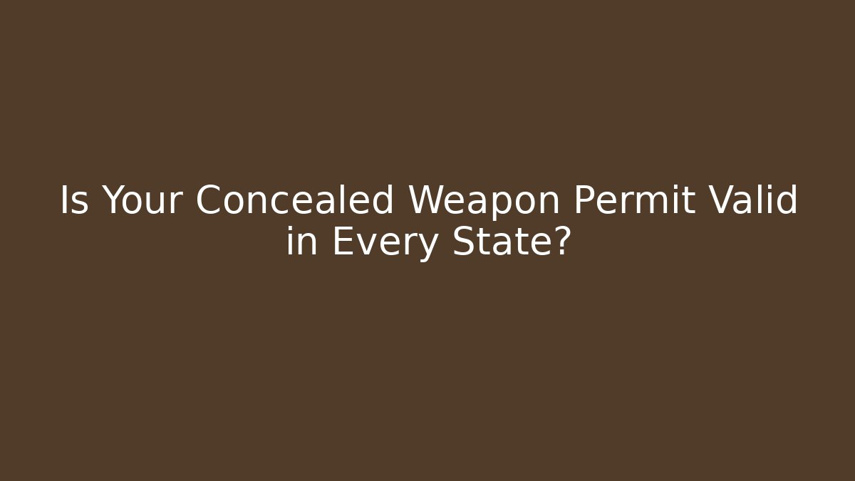 Is Your Concealed Weapon Permit Valid in Every State? - Magmic