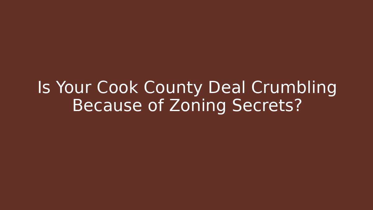 Is Your Cook County Deal Crumbling Because of Zoning Secrets?