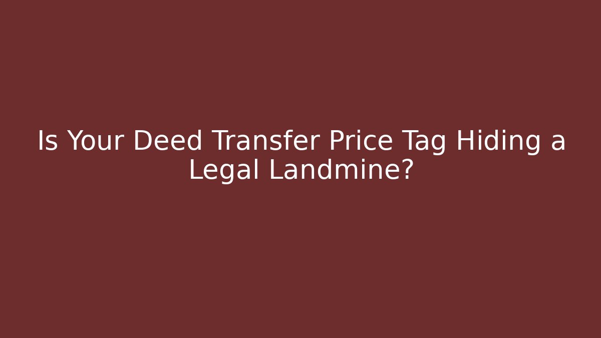 Is Your Deed Transfer Price Tag Hiding a Legal Landmine?