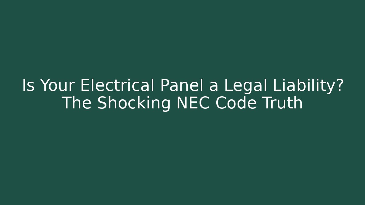 Is Your Electrical Panel a Legal Liability? The Shocking NEC Code Truth