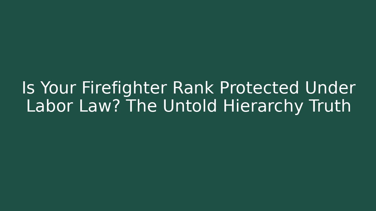 Is Your Firefighter Rank Protected Under Labor Law? The Untold Hierarchy Truth