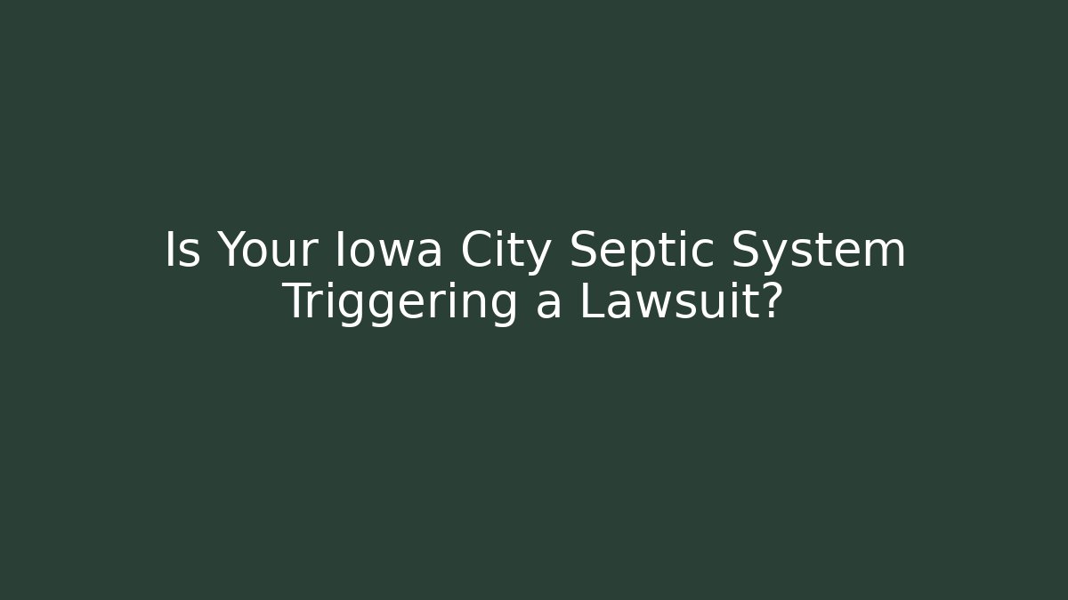 Is Your Iowa City Septic System Triggering a Lawsuit?