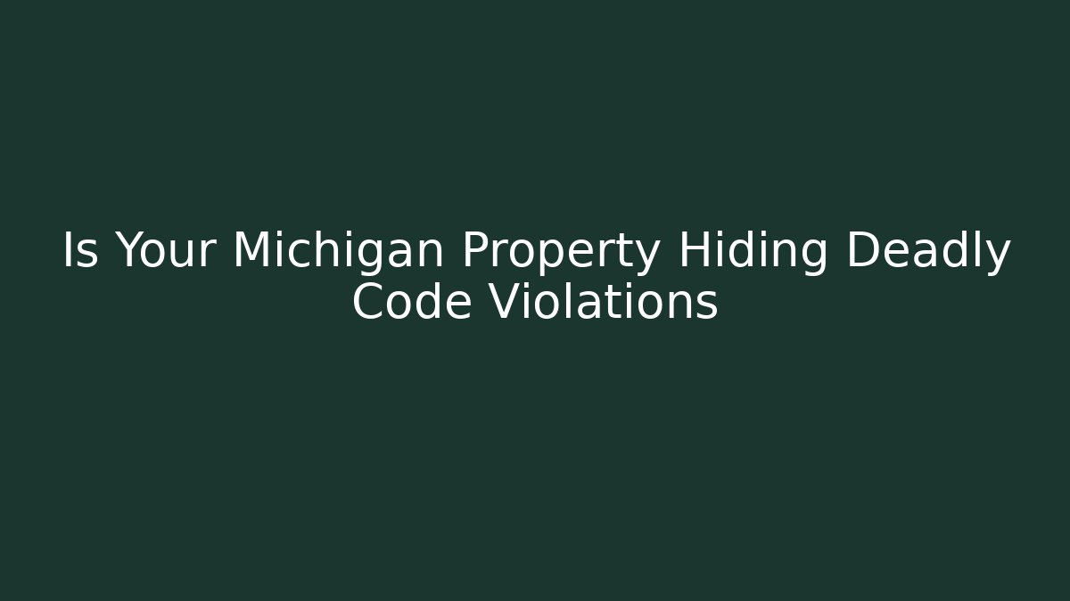 Is Your Michigan Property Hiding Deadly Code Violations