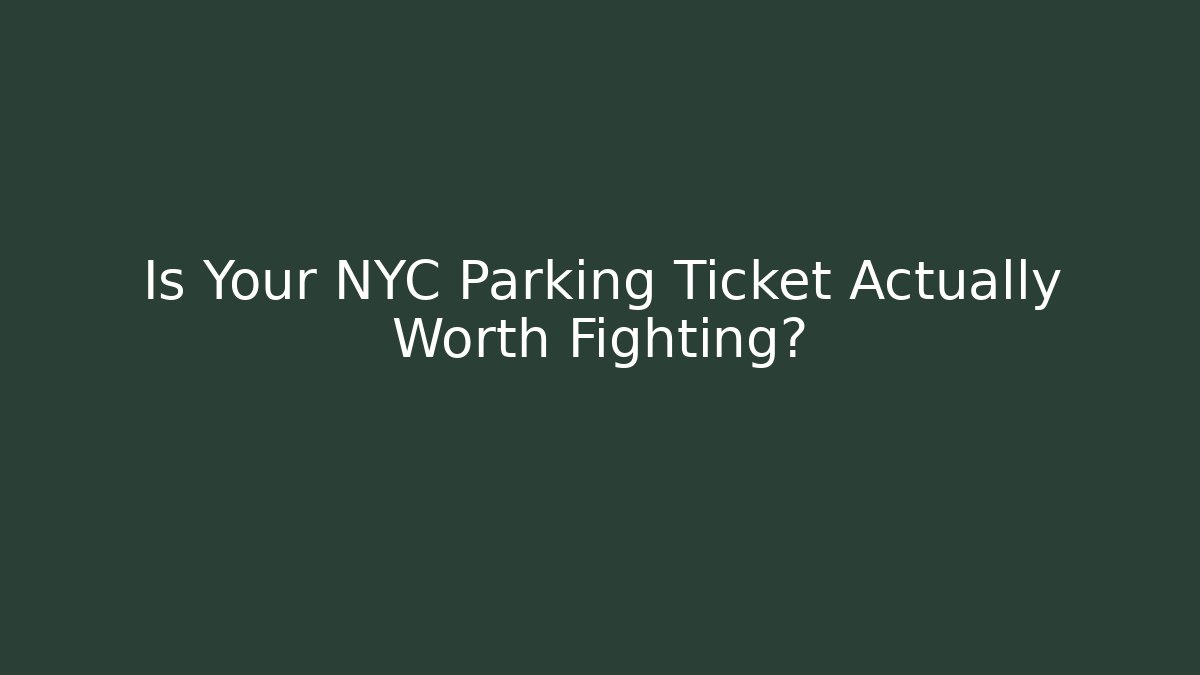 Is Your NYC Parking Ticket Actually Worth Fighting?