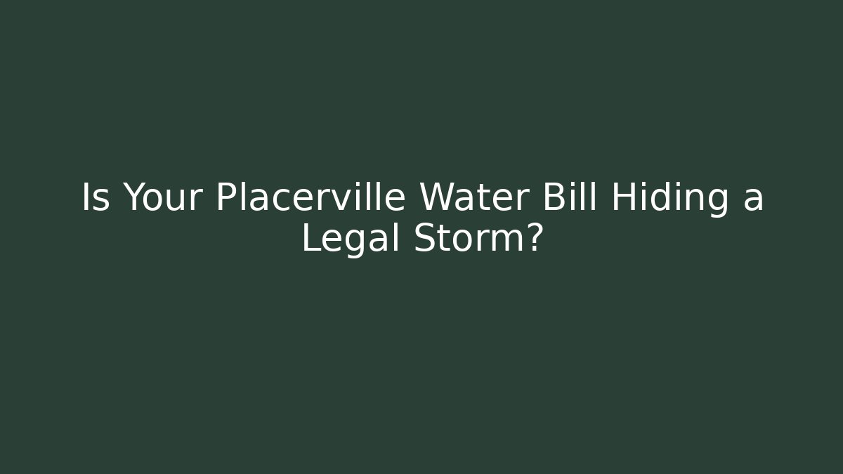 Is Your Placerville Water Bill Hiding a Legal Storm?