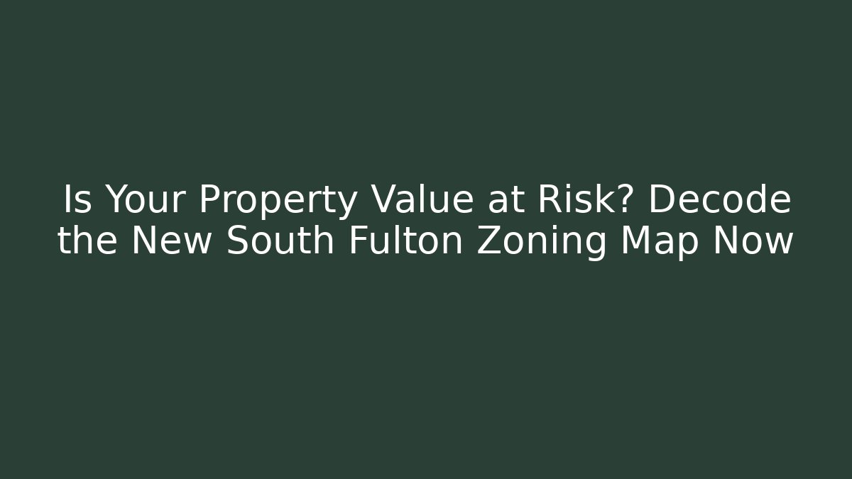 Is Your Property Value at Risk? Decode the New South Fulton Zoning Map Now