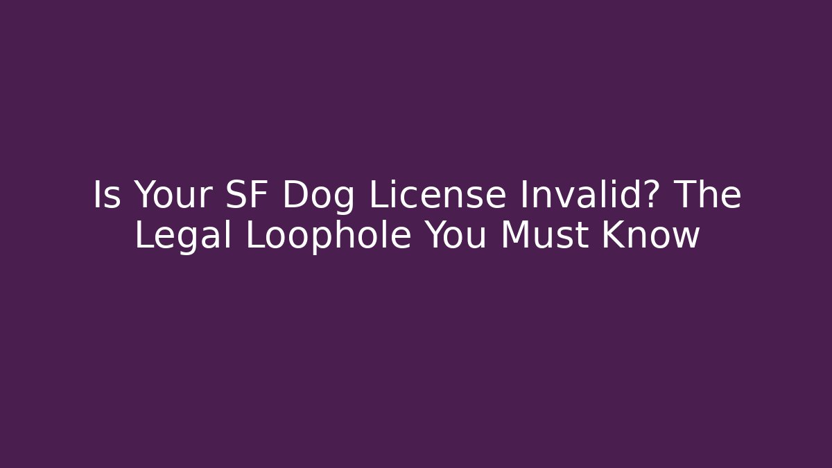 Is Your SF Dog License Invalid? The Legal Loophole You Must Know