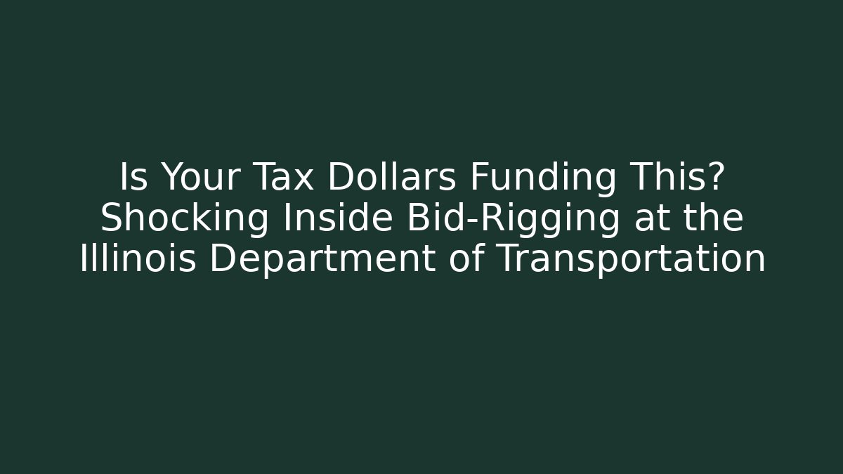 Is Your Tax Dollars Funding This? Shocking Inside Bid-Rigging at the Illinois Department of Transportation