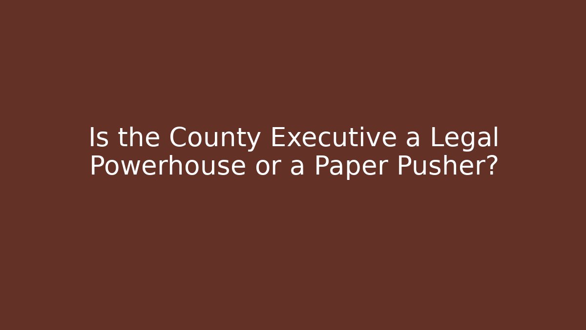 Is the County Executive a Legal Powerhouse or a Paper Pusher?