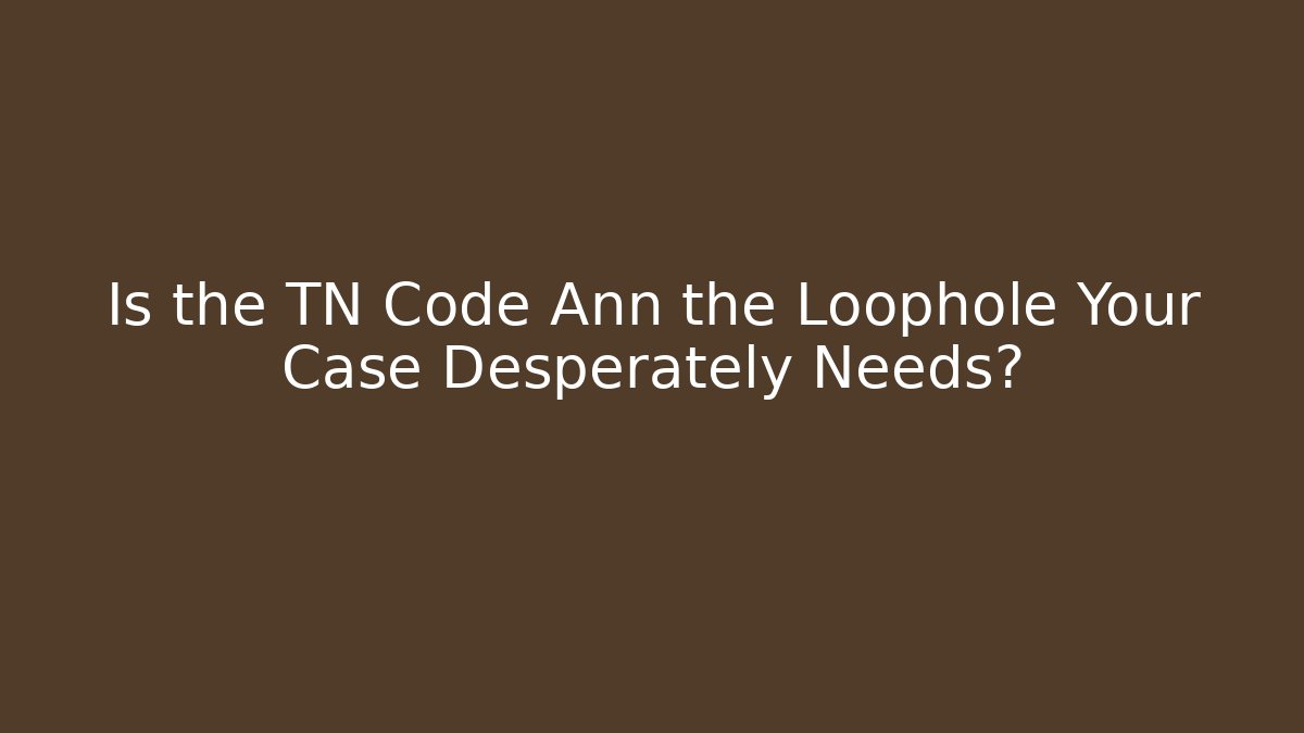 Is the TN Code Ann the Loophole Your Case Desperately Needs? - Magmic