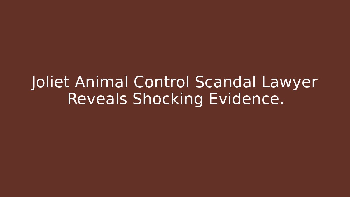 Joliet Animal Control Scandal Lawyer Reveals Shocking Evidence.