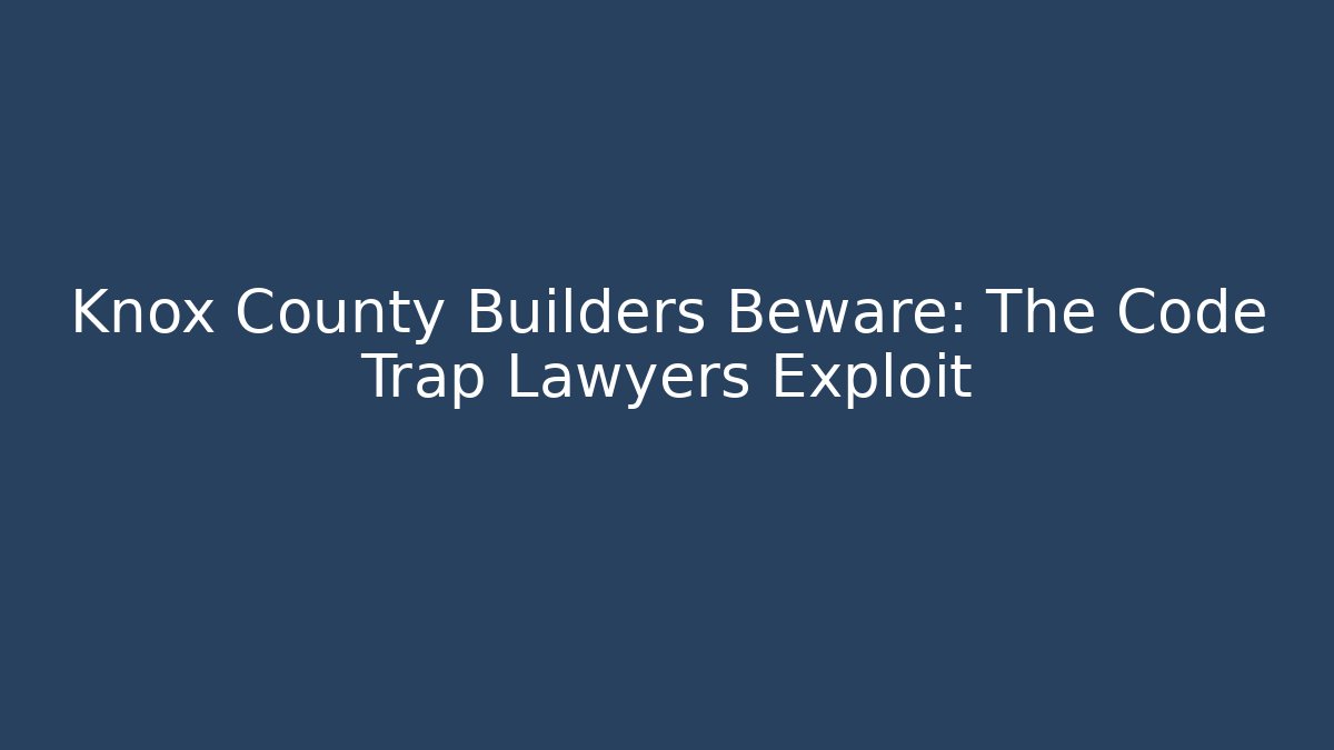 Knox County Builders Beware: The Code Trap Lawyers Exploit