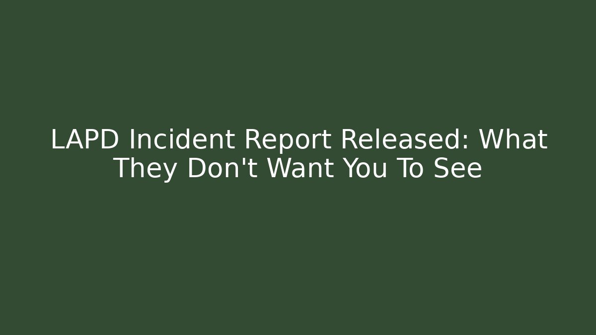 LAPD Incident Report Released: What They Don't Want You To See