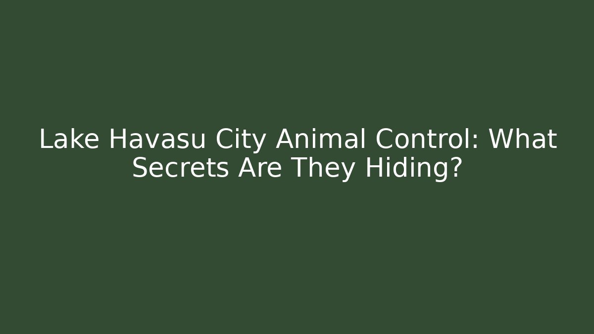 Lake Havasu City Animal Control: What Secrets Are They Hiding?
