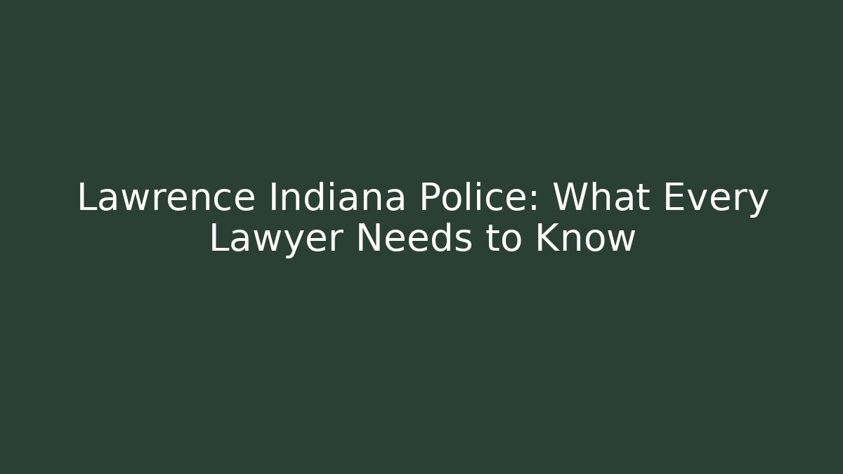Lawrence Indiana Police: What Every Lawyer Needs to Know