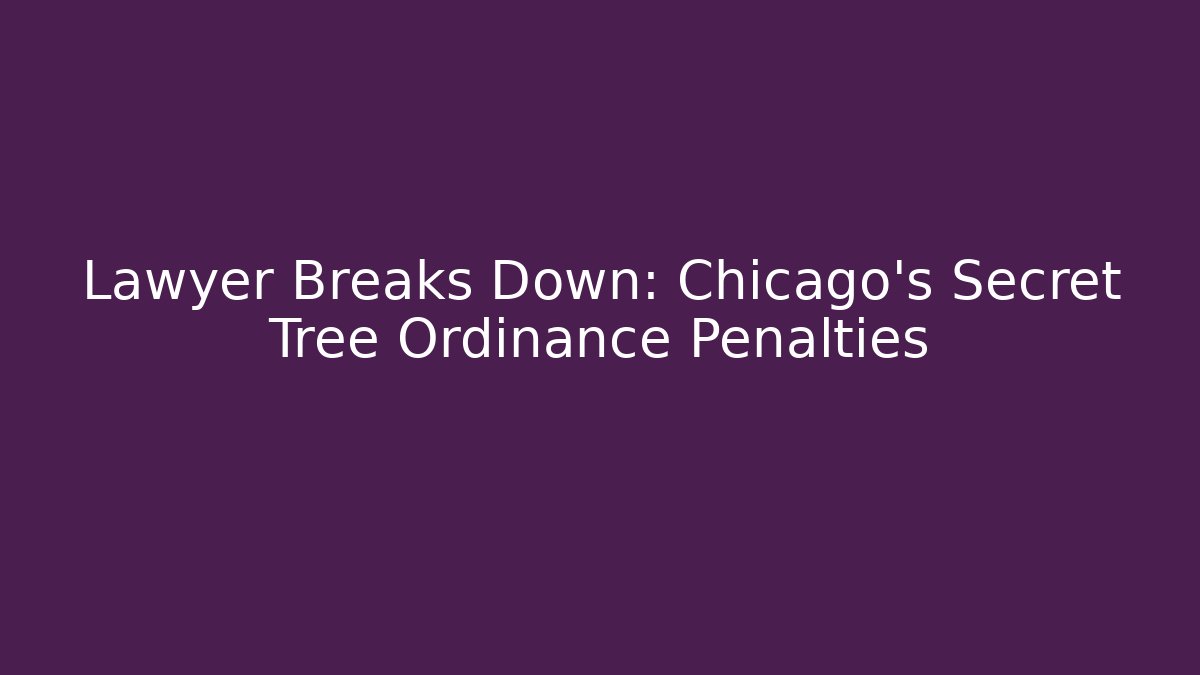 Lawyer Breaks Down: Chicago's Secret Tree Ordinance Penalties