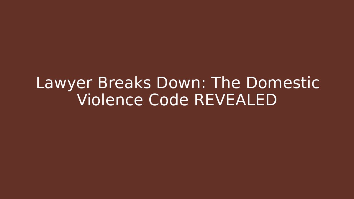 Lawyer Breaks Down: The Domestic Violence Code REVEALED