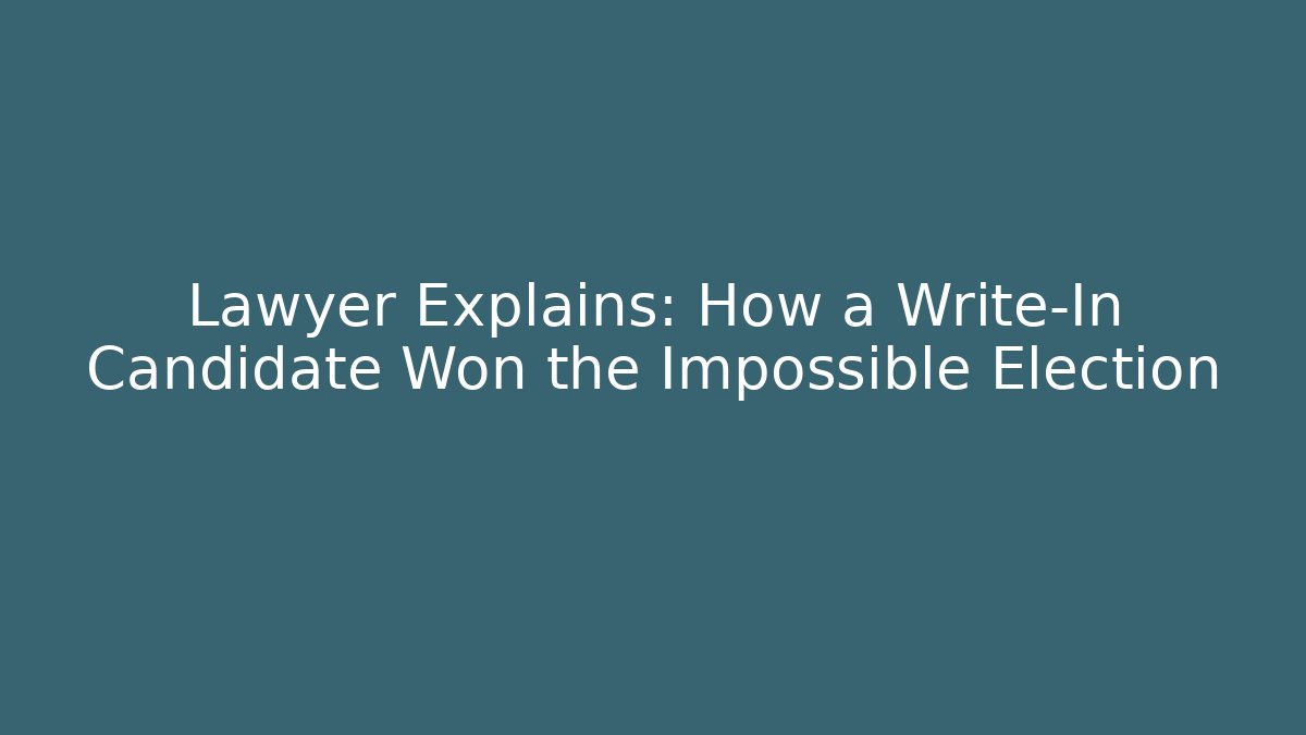 Lawyer Explains: How a Write-In Candidate Won the Impossible Election