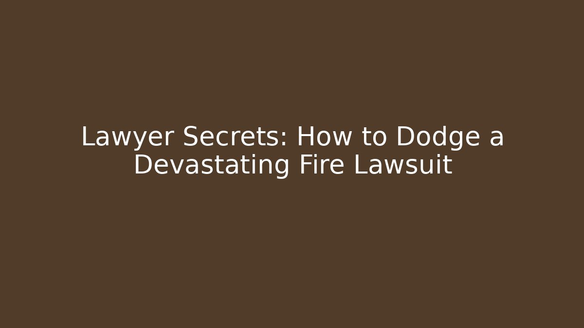 Lawyer Secrets: How to Dodge a Devastating Fire Lawsuit