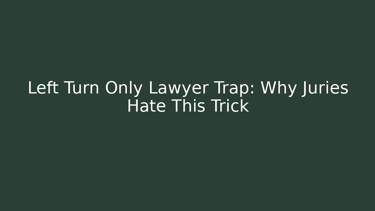Left Turn Only Lawyer Trap: Why Juries Hate This Trick