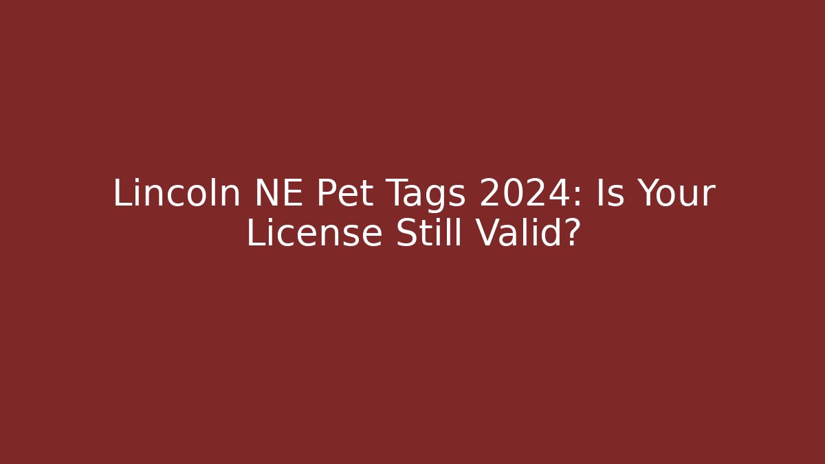 Lincoln NE Pet Tags 2024: Is Your License Still Valid?