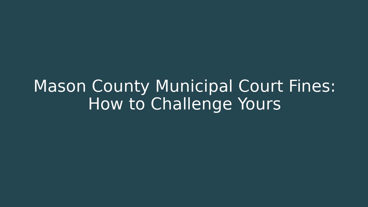 Mason County Municipal Court Fines: How to Challenge Yours