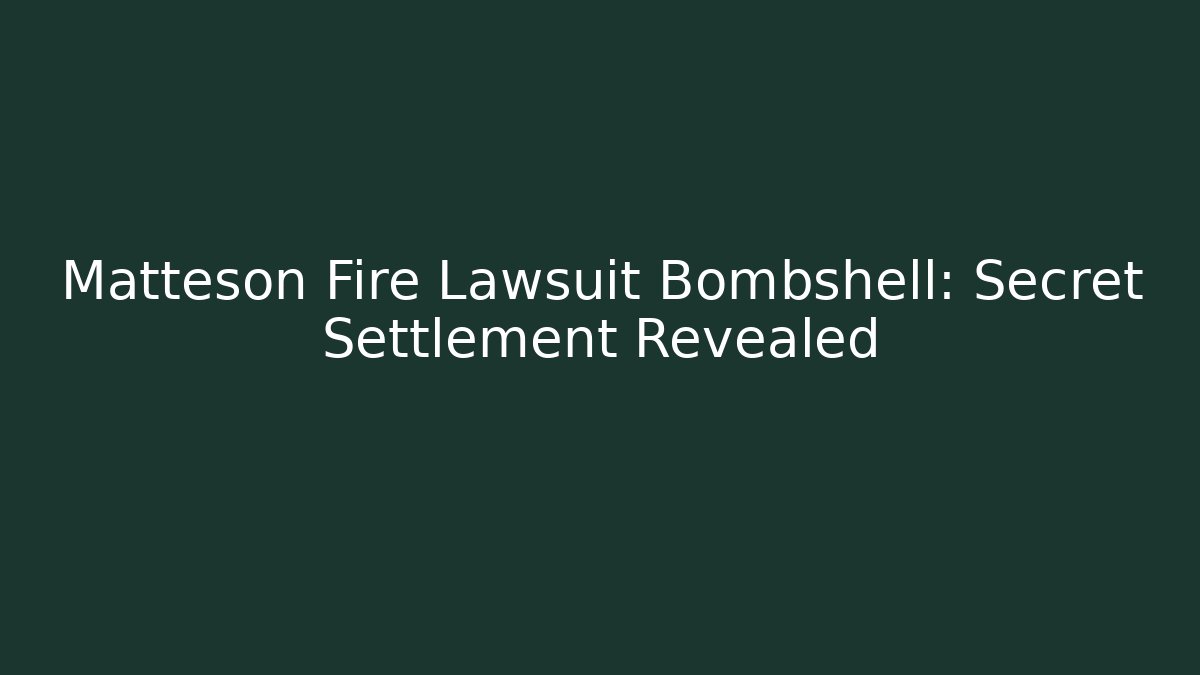 Matteson Fire Lawsuit Bombshell: Secret Settlement Revealed - Magmic