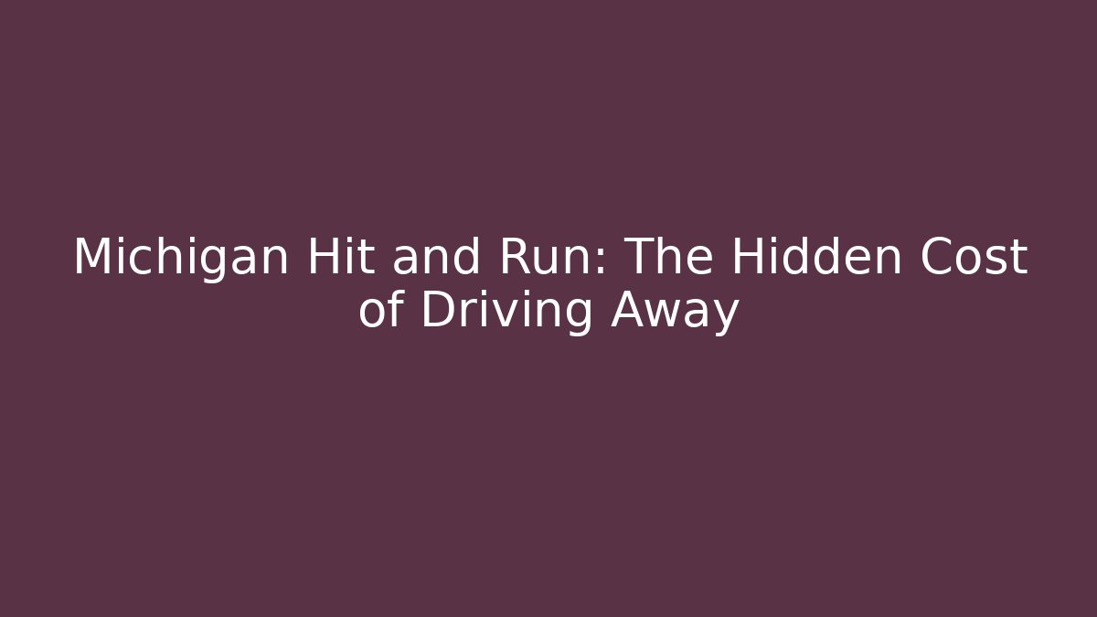 Michigan Hit and Run: The Hidden Cost of Driving Away