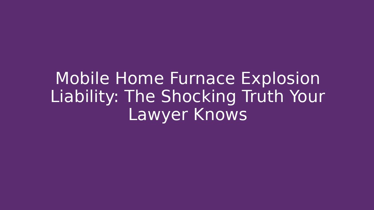 Mobile Home Furnace Explosion Liability: The Shocking Truth Your Lawyer Knows