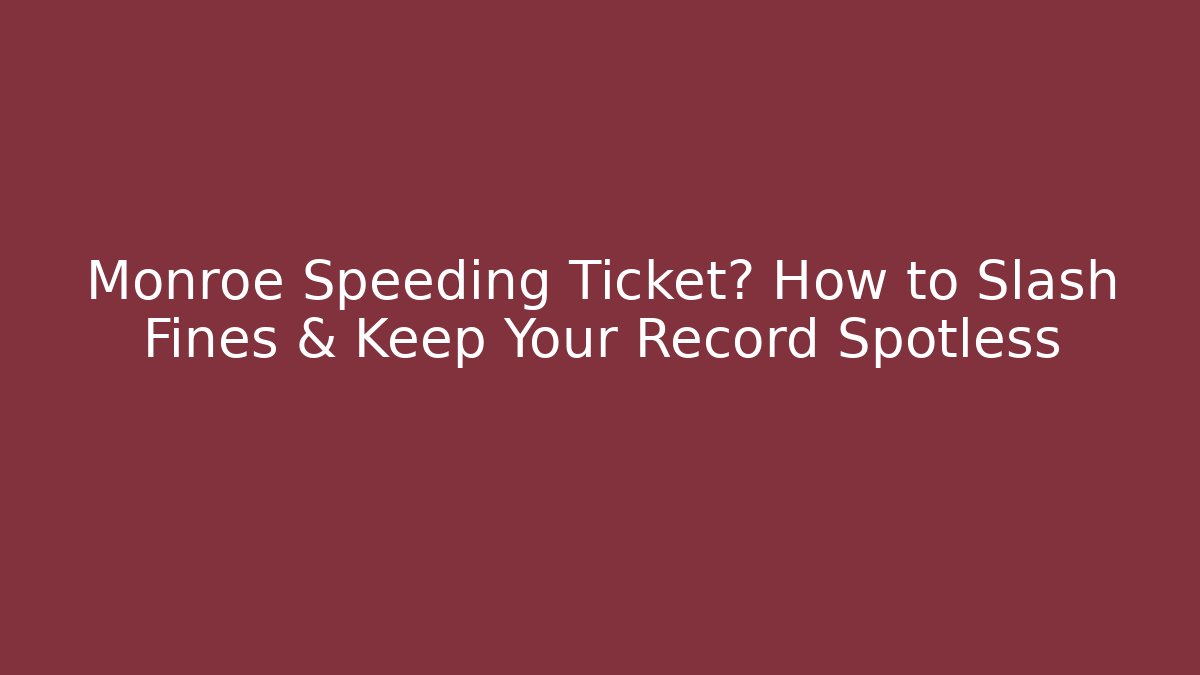 Monroe Speeding Ticket? How to Slash Fines & Keep Your Record Spotless