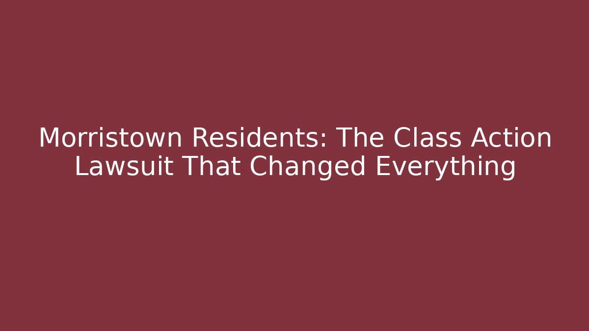Morristown Residents: The Class Action Lawsuit That Changed Everything