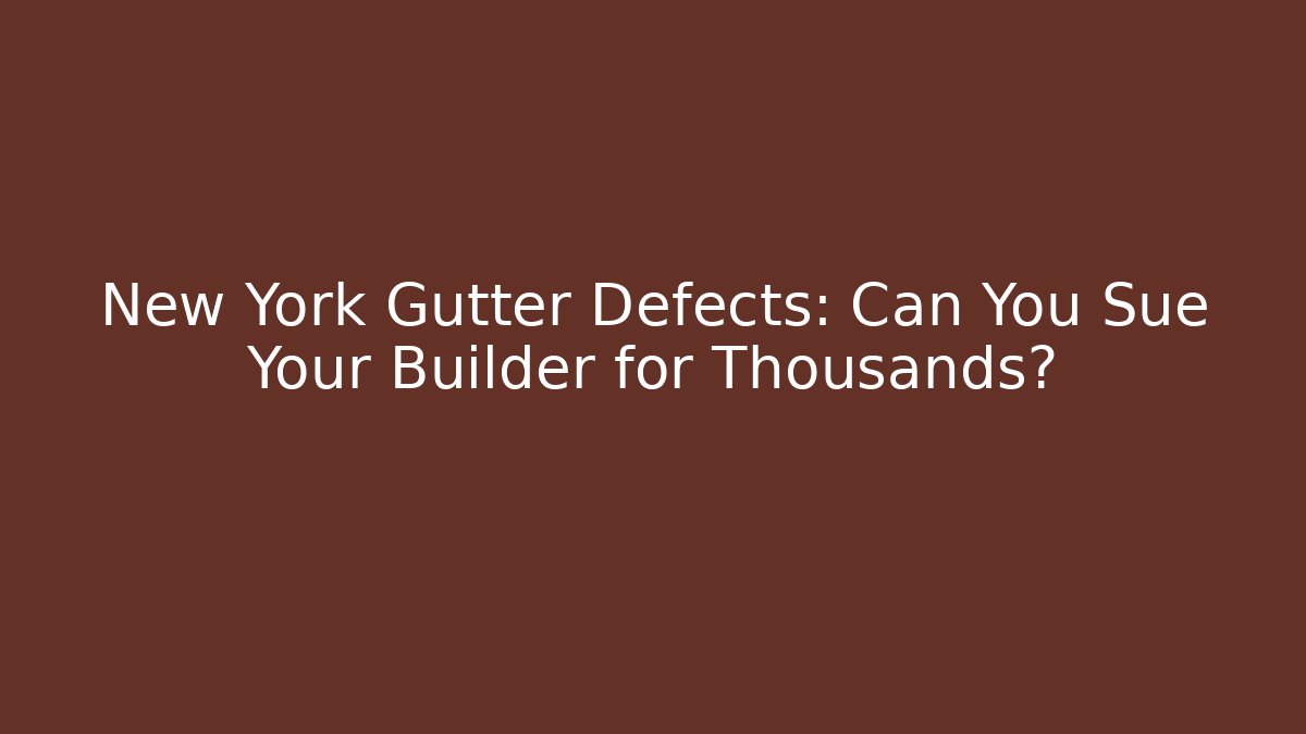 New York Gutter Defects: Can You Sue Your Builder for Thousands?