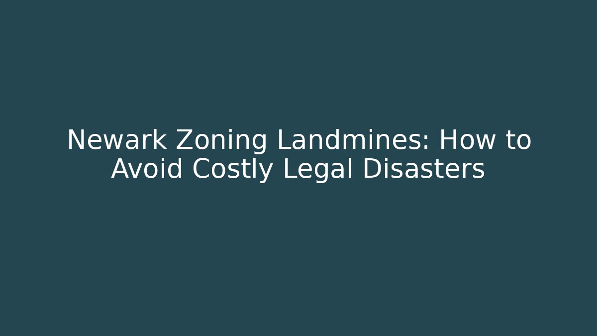 Newark Zoning Landmines: How to Avoid Costly Legal Disasters