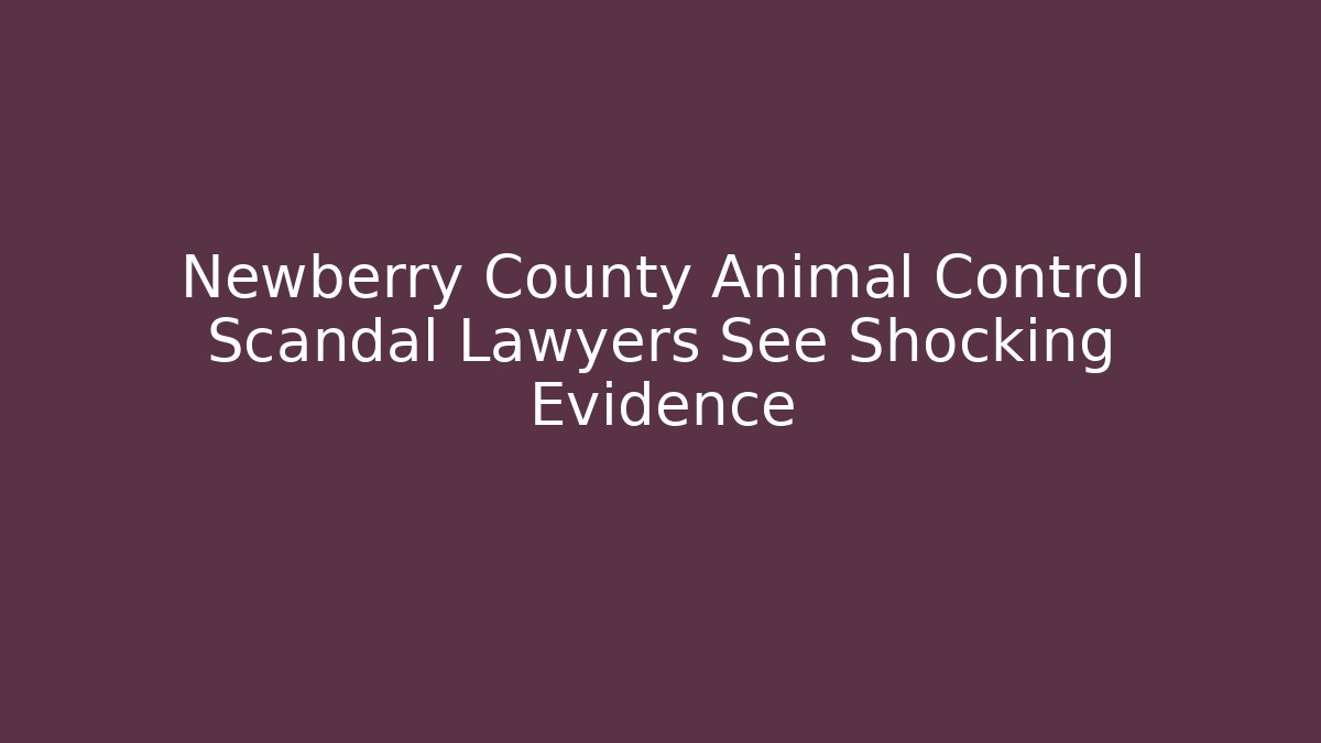 Newberry County Animal Control Scandal Lawyers See Shocking Evidence
