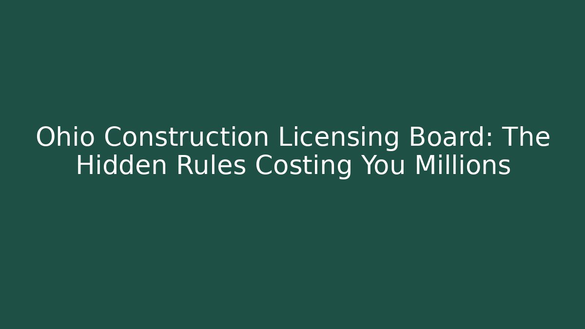 Ohio Construction Licensing Board: The Hidden Rules Costing You Millions