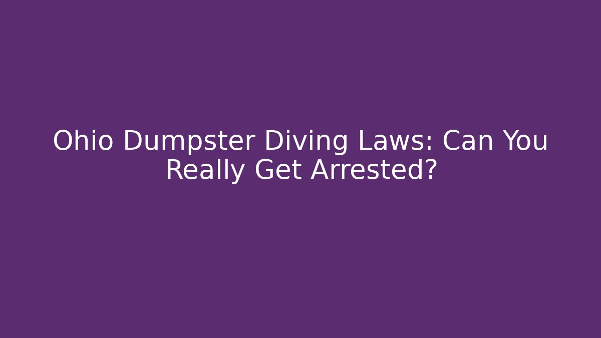 Ohio Dumpster Diving Laws: Can You Really Get Arrested? - Magmic