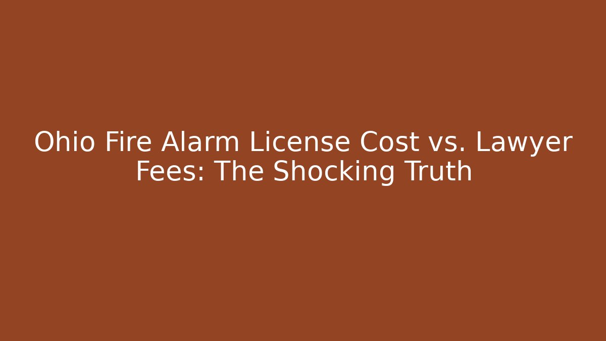 Ohio Fire Alarm License Cost vs. Lawyer Fees: The Shocking Truth