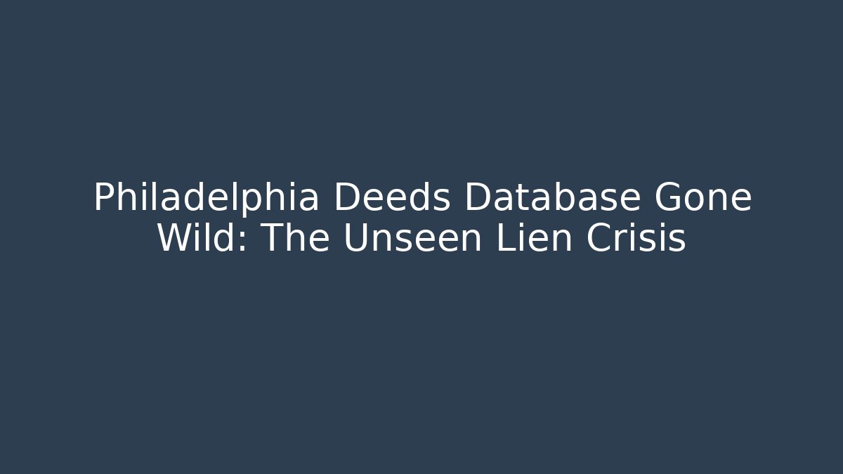 Philadelphia Deeds Database Gone Wild: The Unseen Lien Crisis