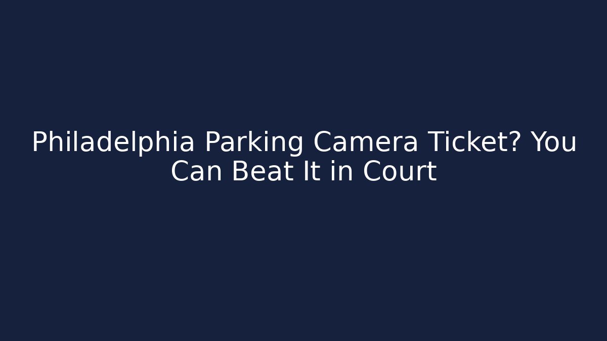 Philadelphia Parking Camera Ticket? You Can Beat It in Court