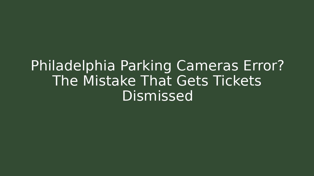 Philadelphia Parking Cameras Error? The Mistake That Gets Tickets Dismissed